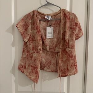 Princess Polly Short Sleeve Pink Floral Top